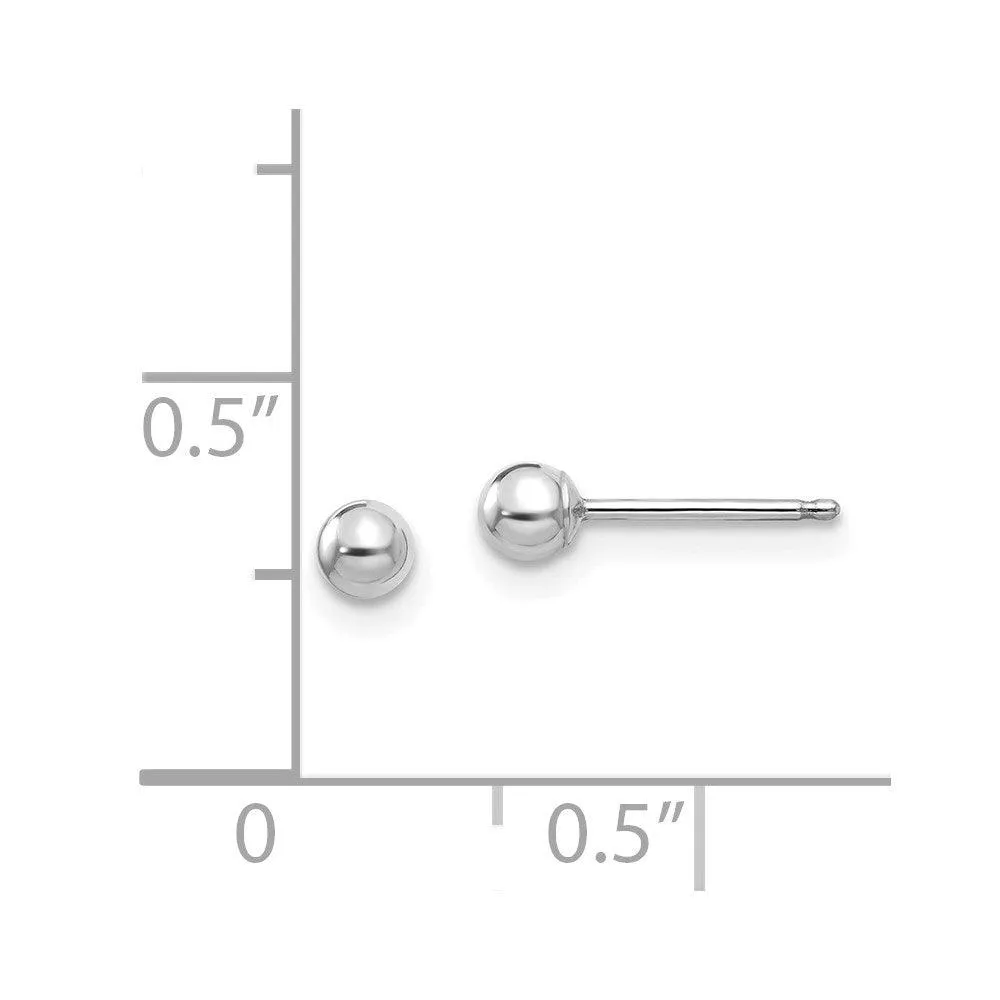 Madi K Kid's 14k White Gold  Polished 3mm Ball Post Earrings