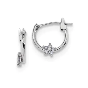 Madi K Kid's 14k White Gold  Polished CZ Star Hoops