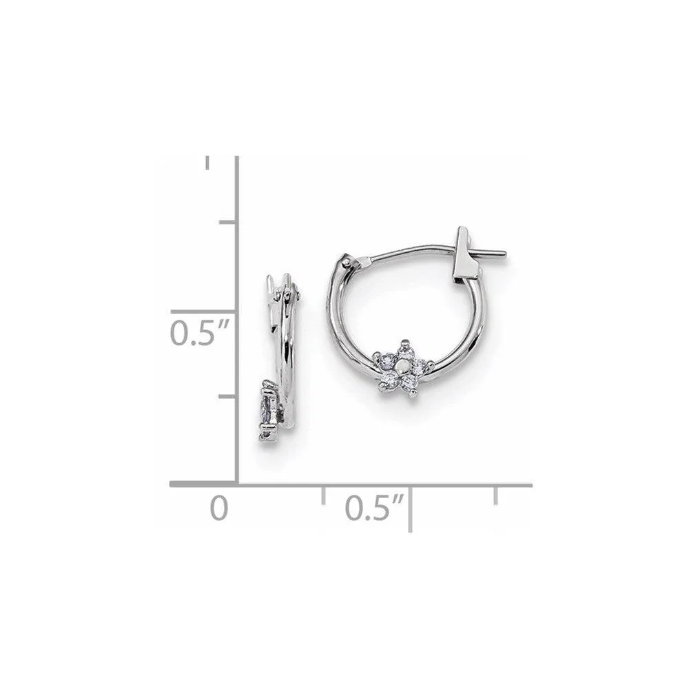 Madi K Kid's 14k White Gold  Polished CZ Star Hoops