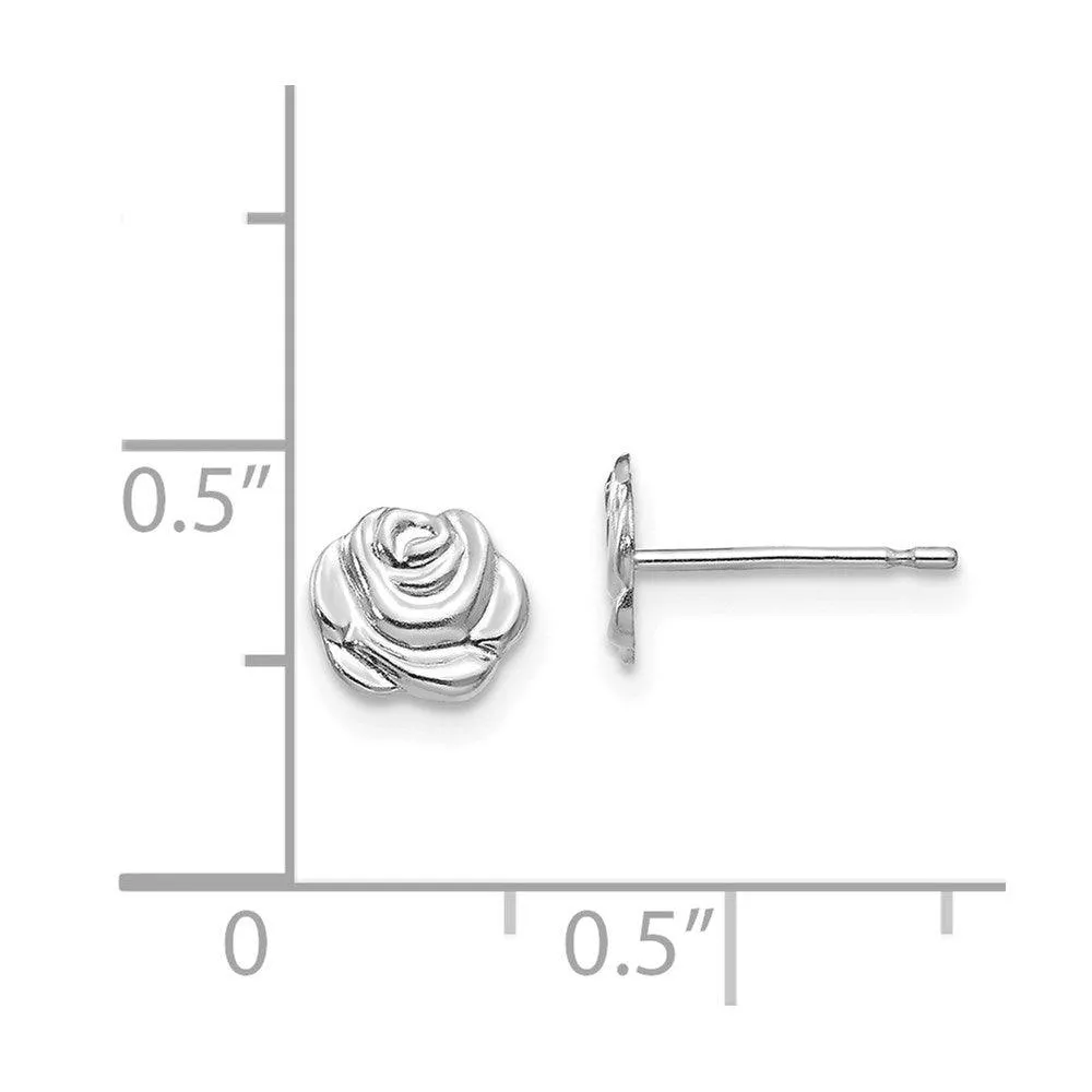 Madi K Kid's 14k White Gold  Polished Rose Post Earrings
