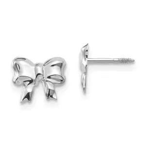 Madi K Kid's 14k White Gold  Rhodium-plated Bow Screwback Post Earrings