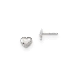 Madi K Kid's 14k White Gold  Rhodium-plated Heart Screwback Post Earrings