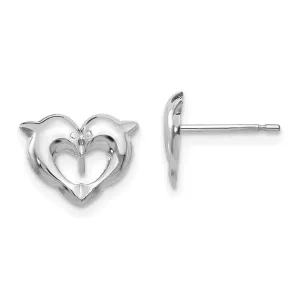 Madi K Kid's 14k White Gold  Screwback Dolphins Post Earrings