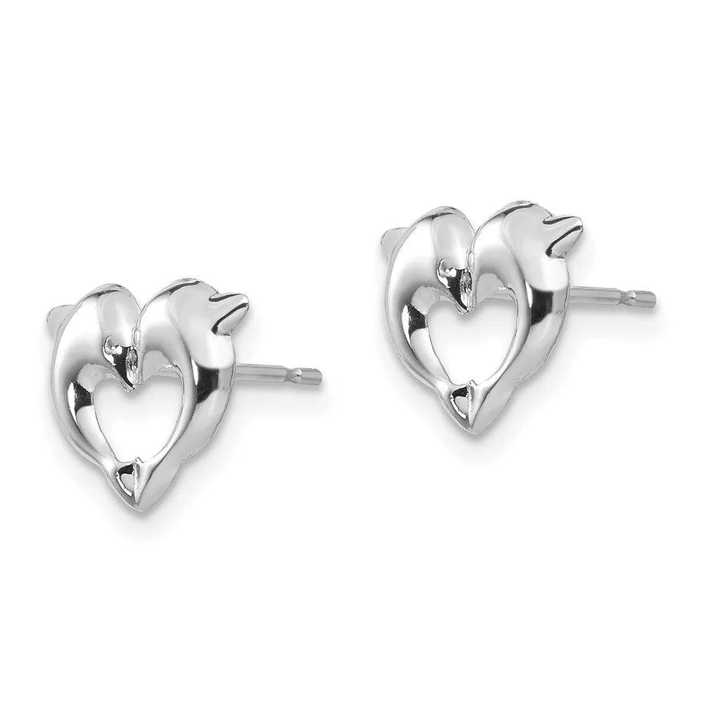 Madi K Kid's 14k White Gold  Screwback Dolphins Post Earrings