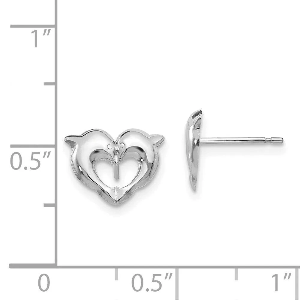 Madi K Kid's 14k White Gold  Screwback Dolphins Post Earrings