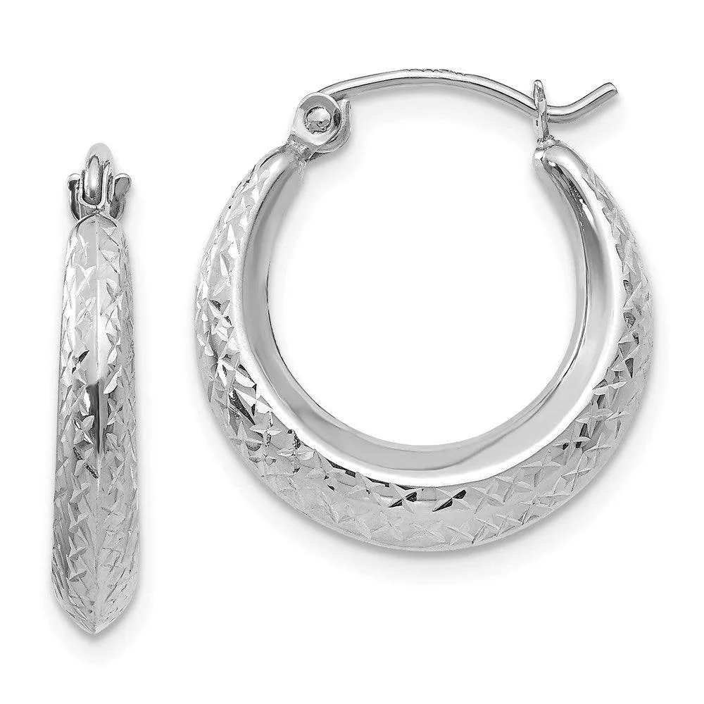 Madi K Kid's 14K White Gold  Textured Hollow Hoop Earrings
