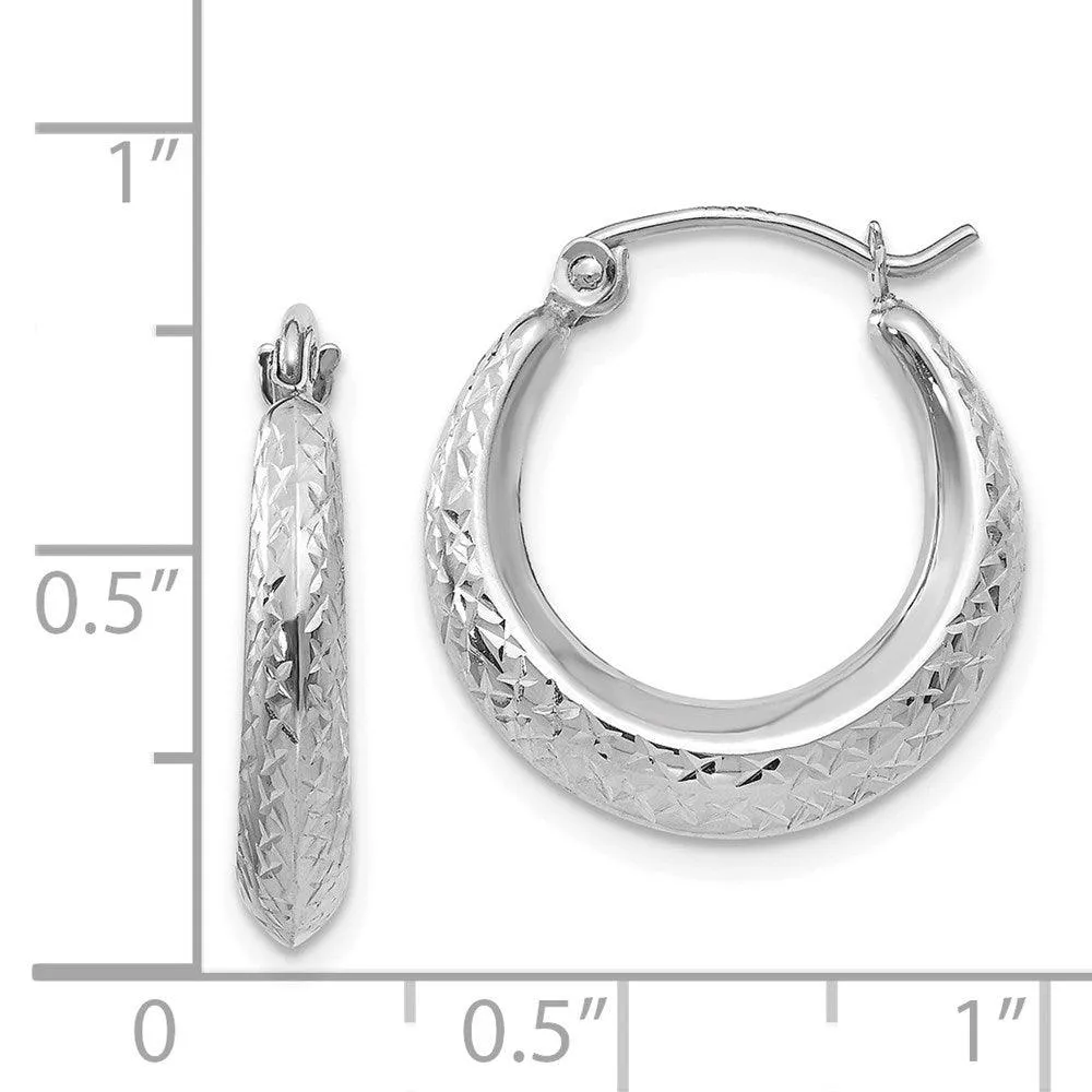 Madi K Kid's 14K White Gold  Textured Hollow Hoop Earrings