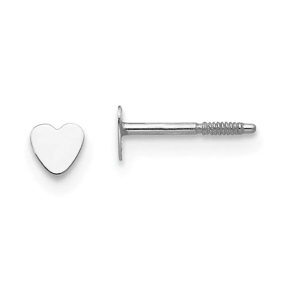 Madi K Kid's 14k White Gold  Tiny Heart Baby Post Earrings