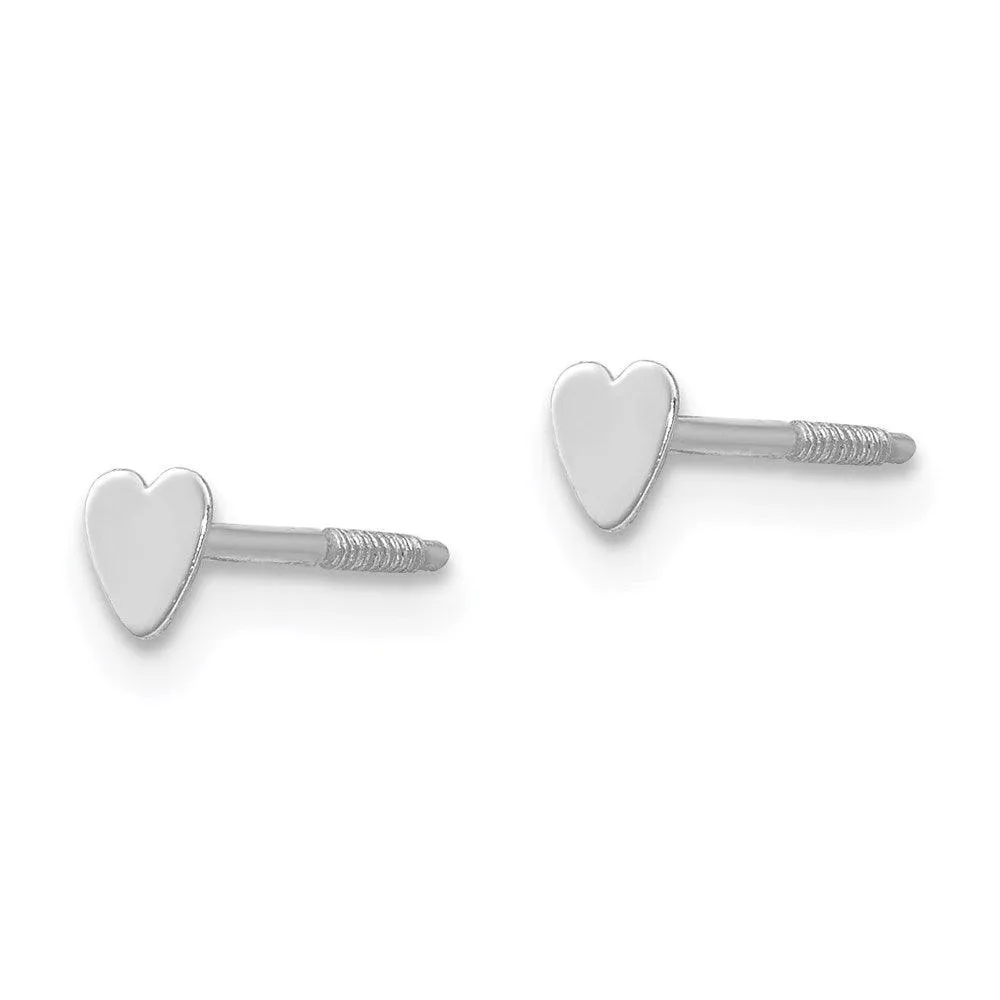 Madi K Kid's 14k White Gold  Tiny Heart Baby Post Earrings