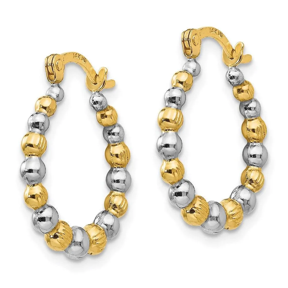 Madi K Kid's 14K  w/Rhodium Beaded Hoop Earrings