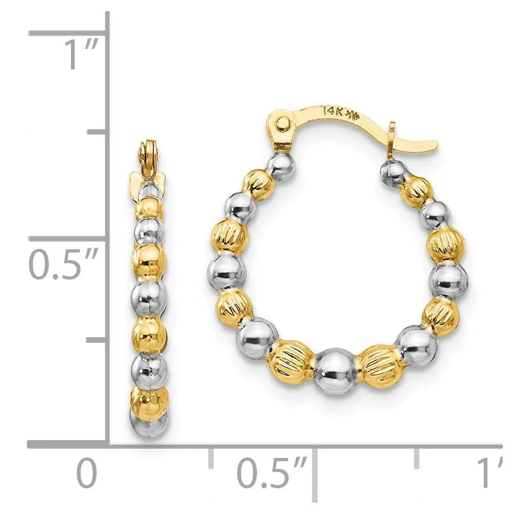 Madi K Kid's 14K  w/Rhodium Beaded Hoop Earrings