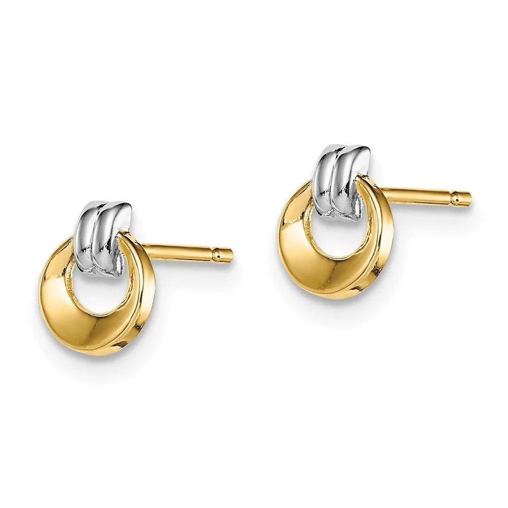 Madi K Kid's 14k w/Rhodium  Circle Post Earrings