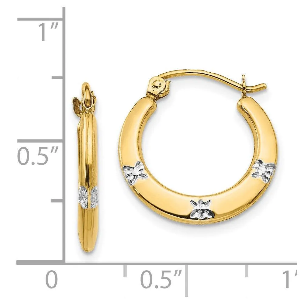 Madi K Kid's 14K  w/Rhodium Flowers Hollow Hoop Earrings