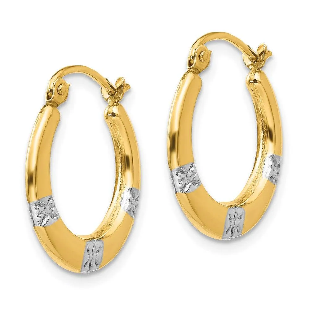 Madi K Kid's 14K  w/Rhodium Flowers Hollow Hoop Earrings