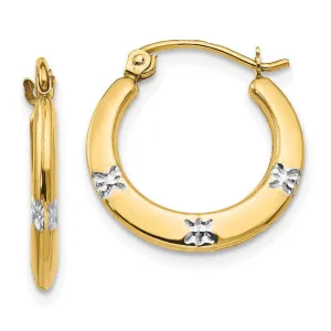Madi K Kid's 14K  w/Rhodium Flowers Hollow Hoop Earrings