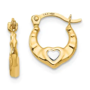 Madi K Kid's 14K  w/Rhodium Heart Hollow Hoop Earrings