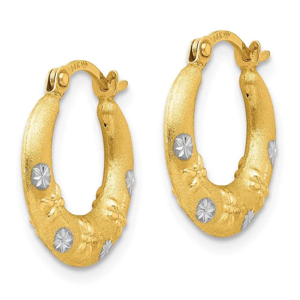 Madi K Kid's 14K  w/Rhodium Hoop Earrings