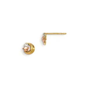 Madi K Kid's 14k Yellow & Rose Gold  CZ Moon and Star Post Earrings