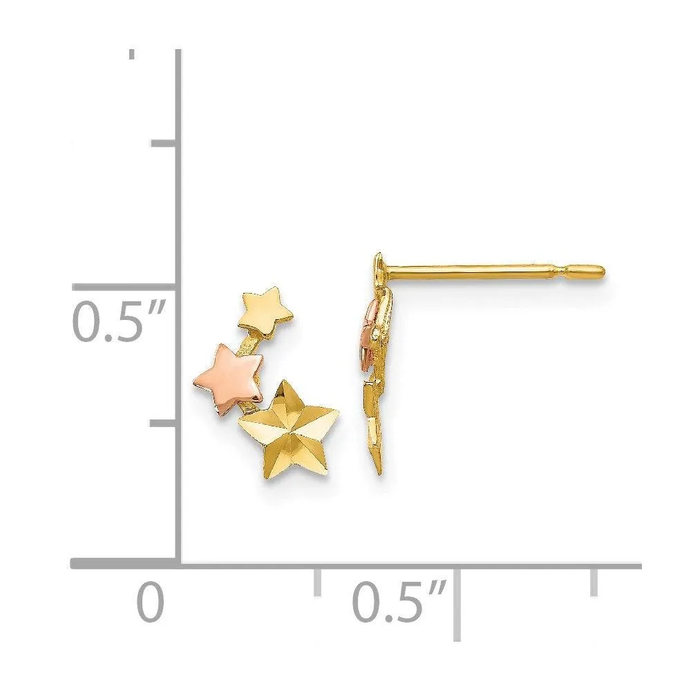 Madi K Kid's 14k Yellow & Rose Gold  D/C  Star Post Earrings