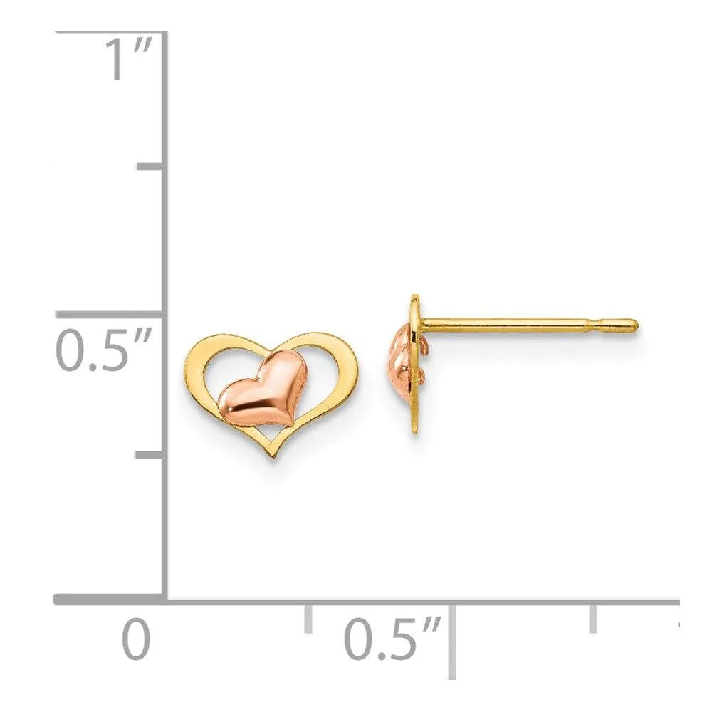 Madi K Kid's 14k Yellow & Rose Gold   Heart Post Earrings