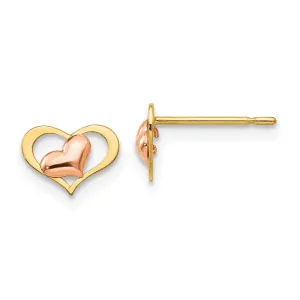 Madi K Kid's 14k Yellow & Rose Gold   Heart Post Earrings