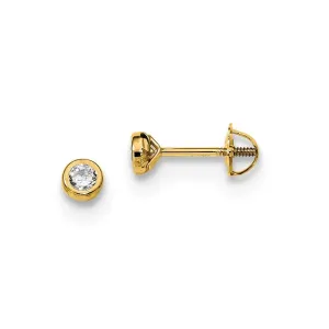 Madi K Kid's 14k  Yellow Gold Polished CZ Bezel Post Earrings