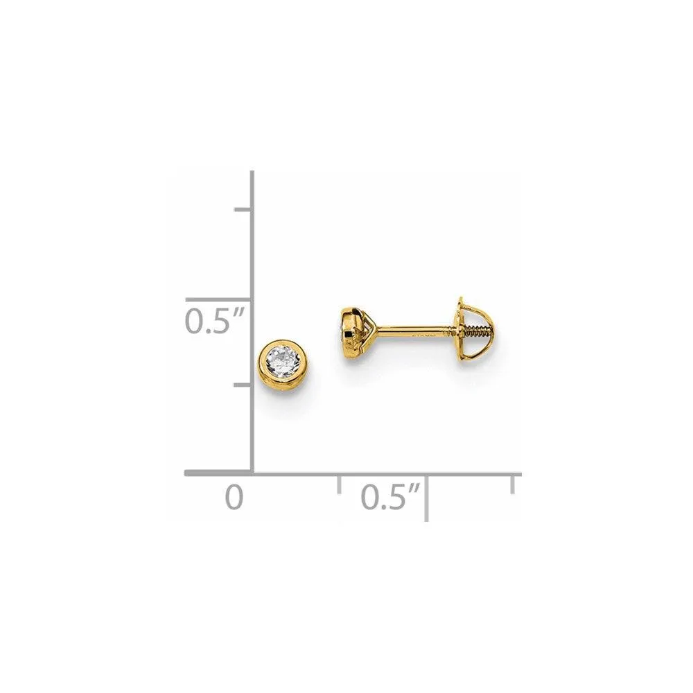 Madi K Kid's 14k  Yellow Gold Polished CZ Bezel Post Earrings