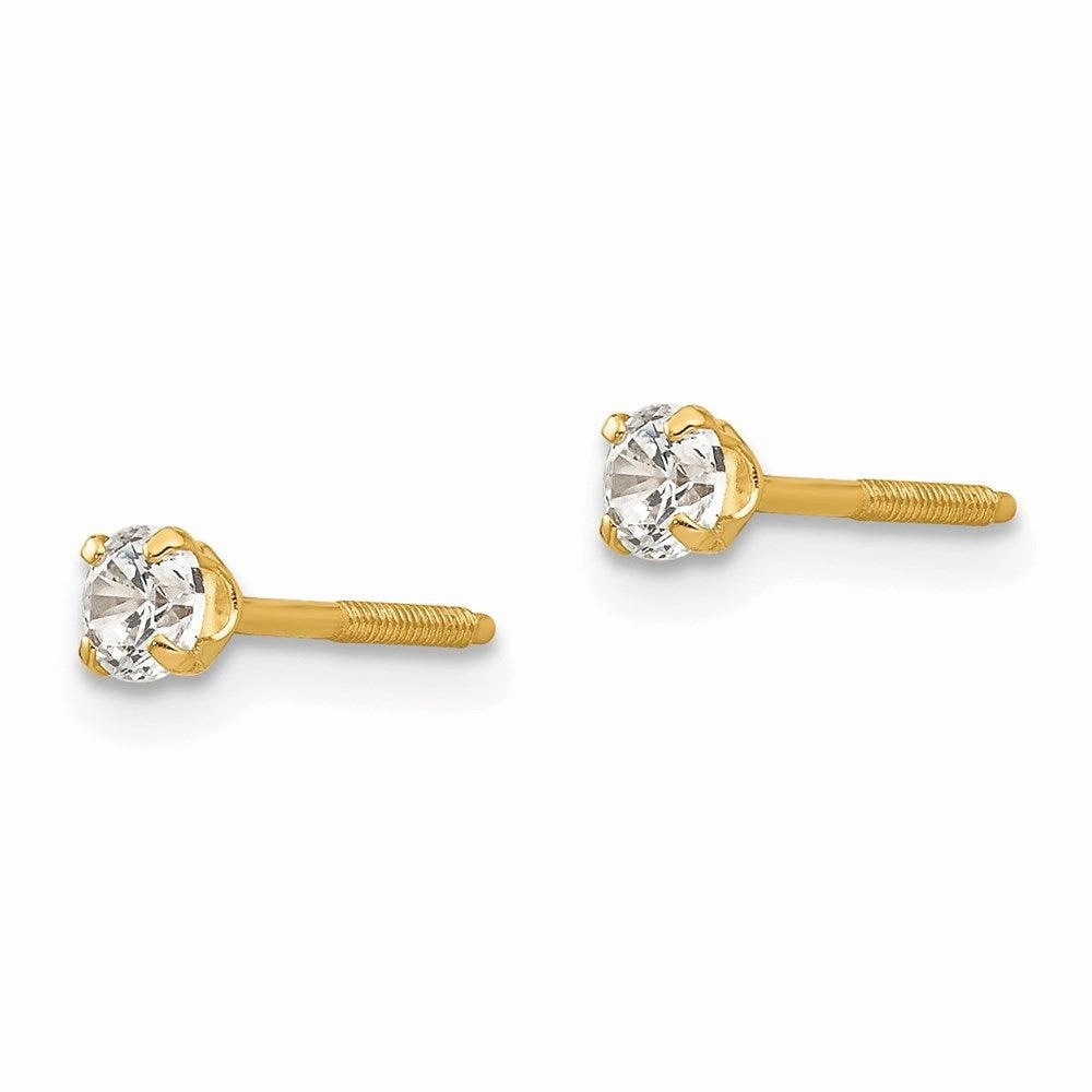 Madi K Kid's 14k  3mm white zircon Earrings