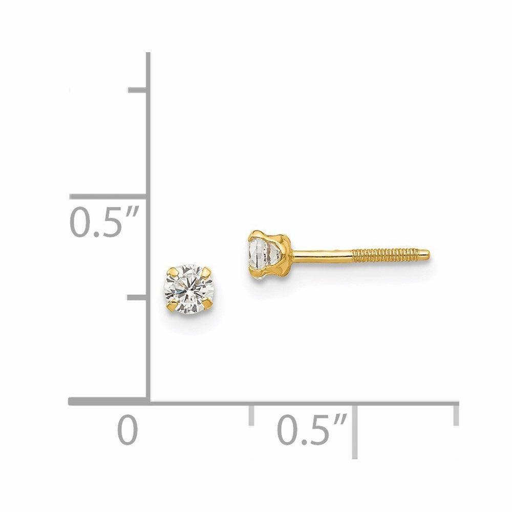 Madi K Kid's 14k  3mm white zircon Earrings
