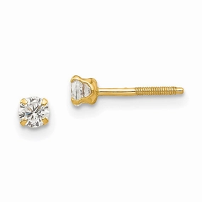 Madi K Kid's 14k  3mm white zircon Earrings