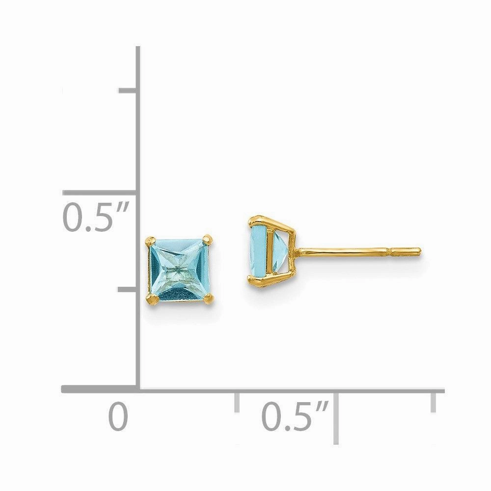 Madi K Kid's 14k  Blue Topaz 4mm Square Post Earrings
