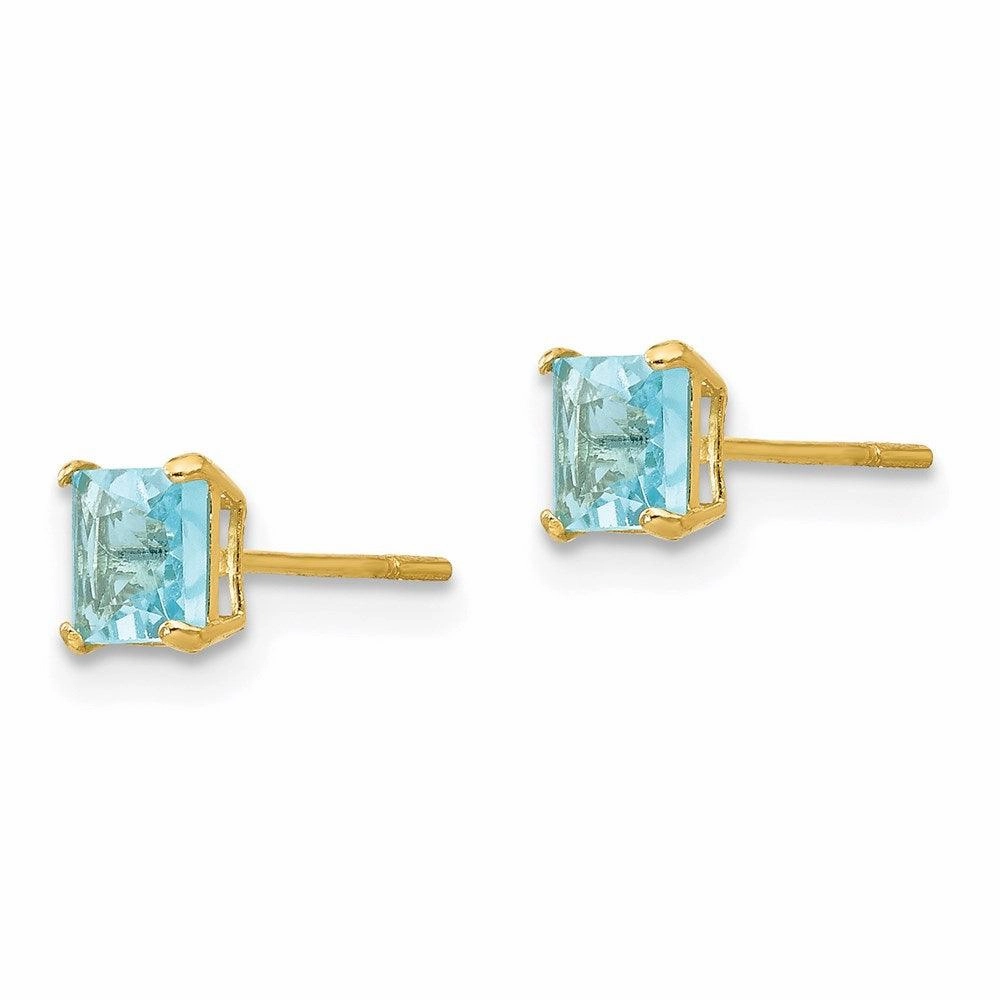 Madi K Kid's 14k  Blue Topaz 4mm Square Post Earrings