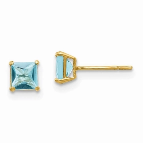 Madi K Kid's 14k  Blue Topaz 4mm Square Post Earrings