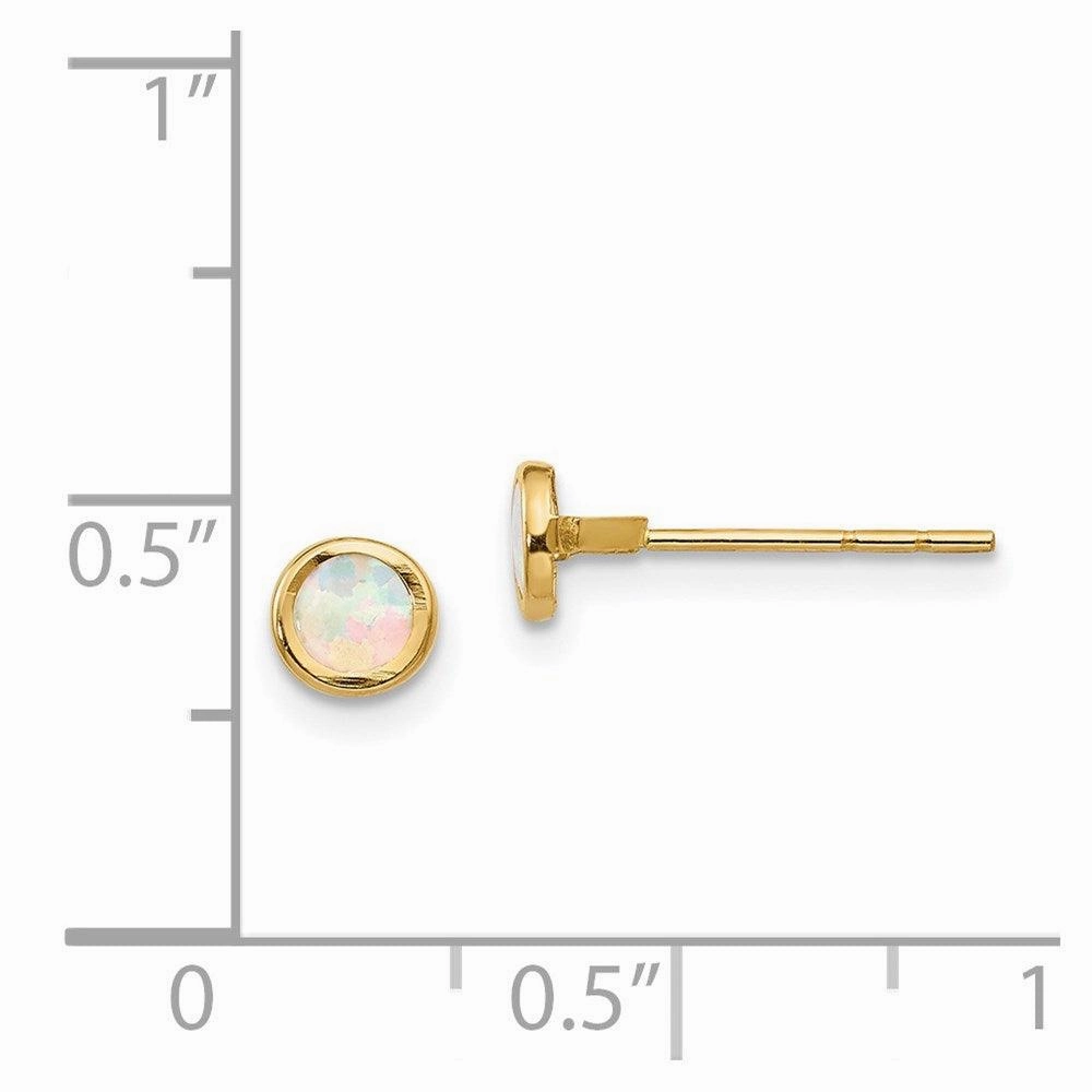 Madi K Kid's 14K  Polished Lab Created Opal Bezel Post Earrings