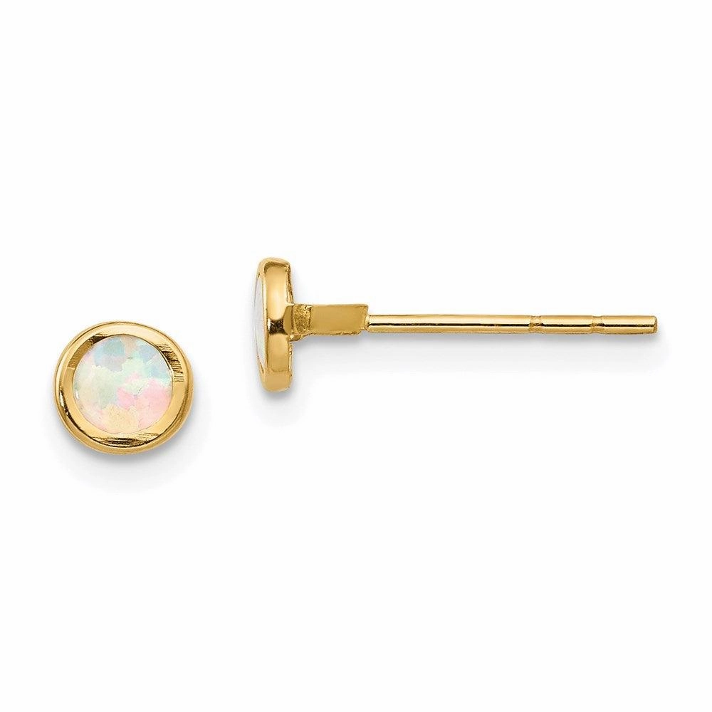 Madi K Kid's 14K  Polished Lab Created Opal Bezel Post Earrings