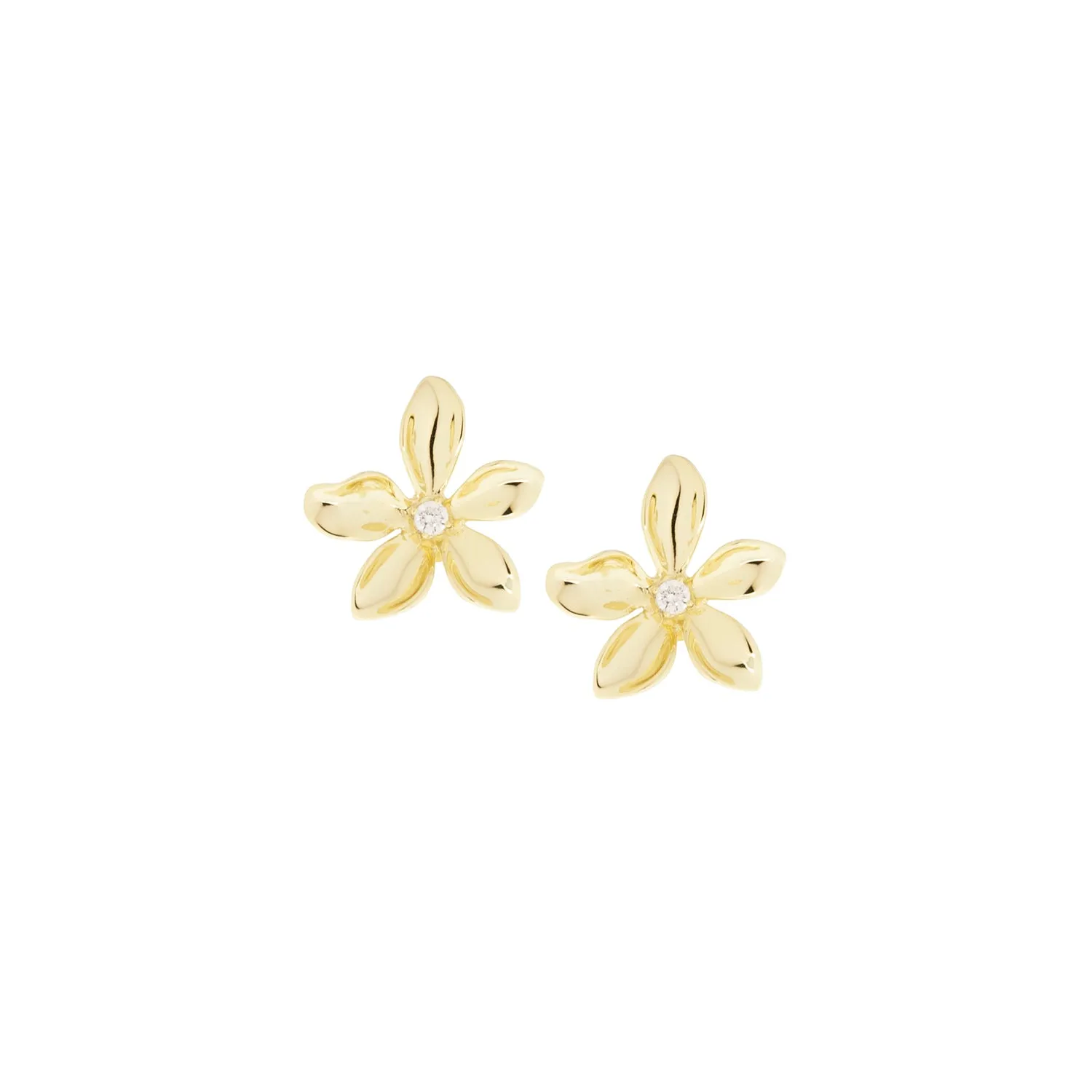 Marlyn Schiff Sterling or Gold Plated  Flower Pave Accent Earrings