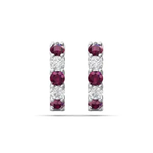 Martin Flyer 14k Diamond & Ruby Hoop Earrings