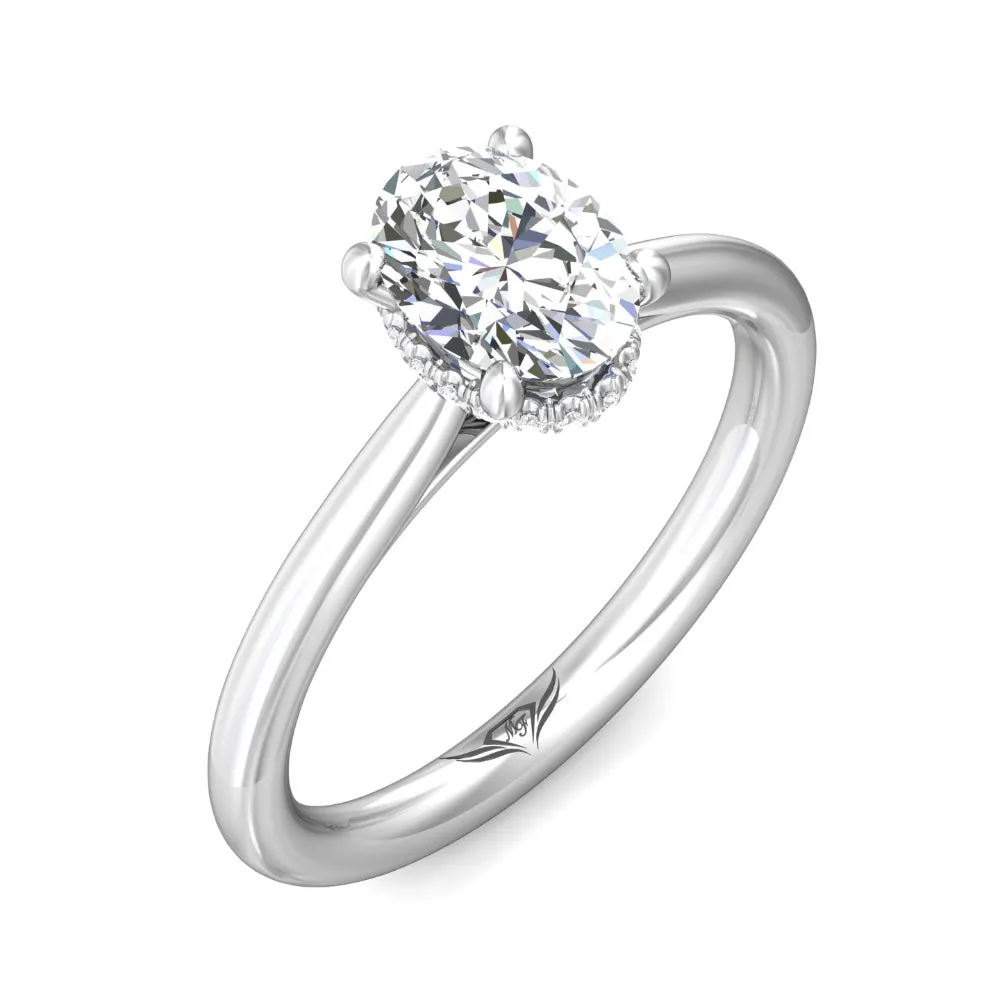 Martin Flyer 14k Oval Diamond Solitaire Engagement Ring with Hidden Halo