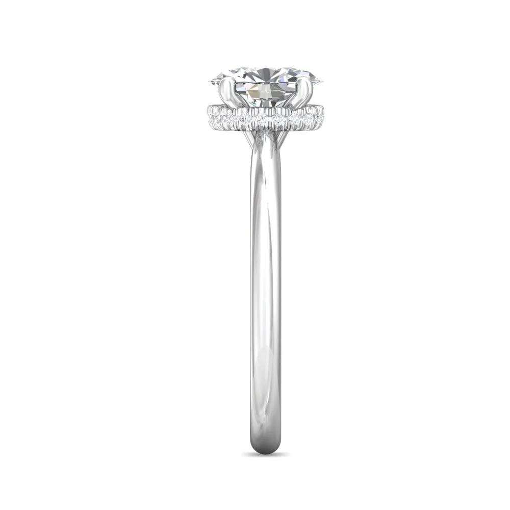 Martin Flyer 14k Oval Diamond Solitaire Engagement Ring with Hidden Halo