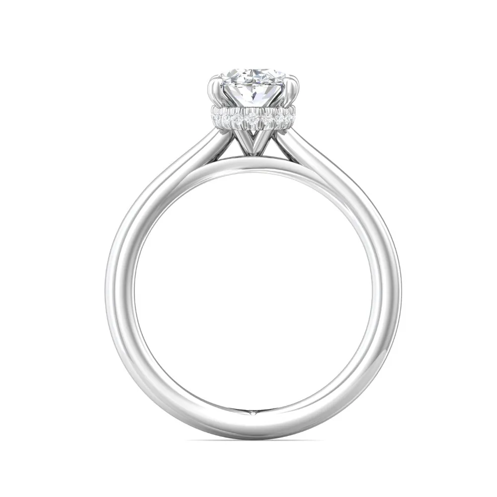 Martin Flyer 14k Oval Diamond Solitaire Engagement Ring with Hidden Halo