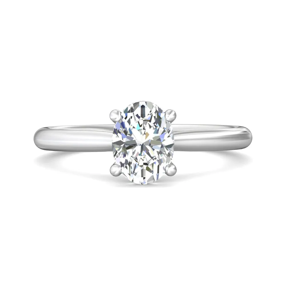 Martin Flyer 14k Oval Diamond Solitaire Engagement Ring with Hidden Halo