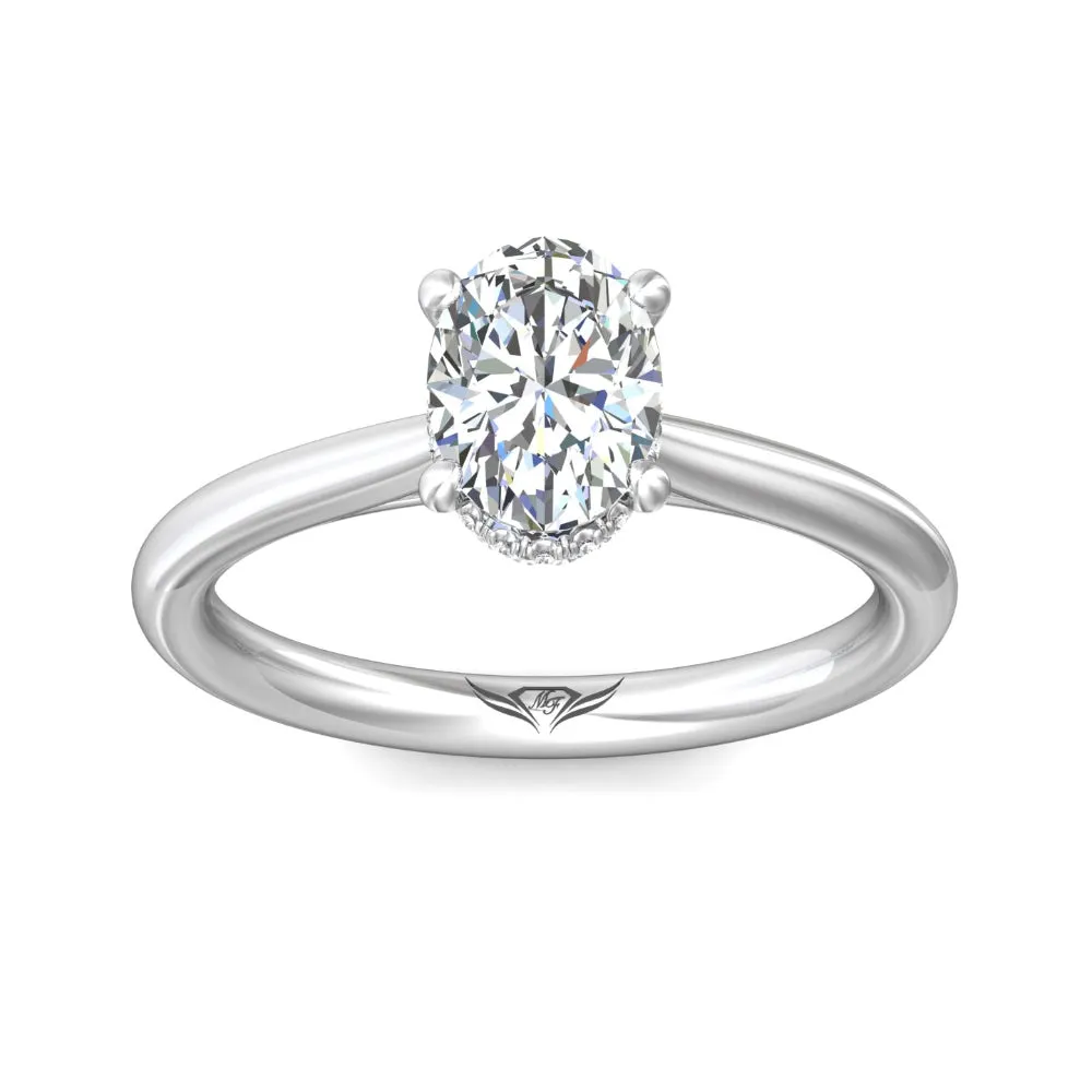 Martin Flyer 14k Oval Diamond Solitaire Engagement Ring with Hidden Halo