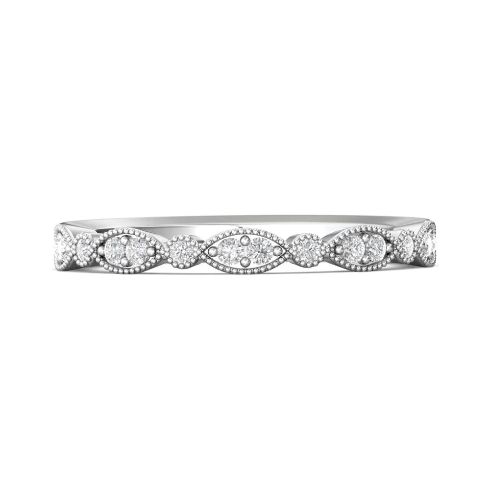 Martin Flyer 14k Round and Marquise Bead Set Wedding Band