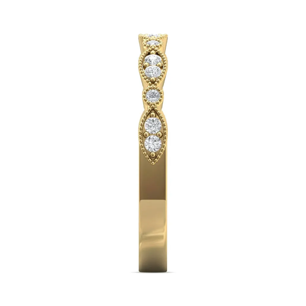 Martin Flyer 14k Round and Marquise Bead Set Wedding Band