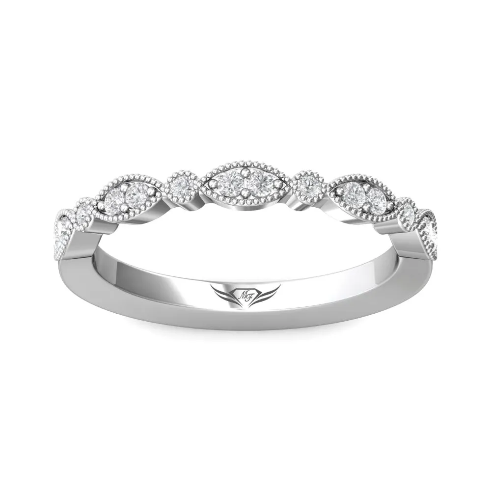 Martin Flyer 14k Round and Marquise Bead Set Wedding Band