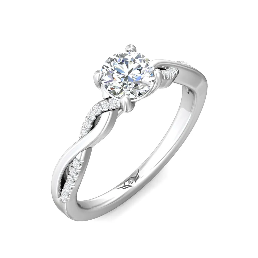 Martin Flyer 14k Round-Cut Diamond Engagement Ring with Twist Shank
