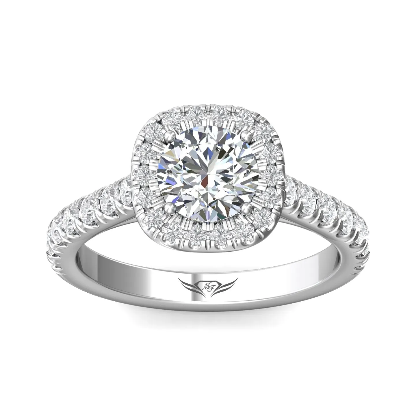 Martin Flyer FlyerFit Cushion Halo Micropave Engagement Ring