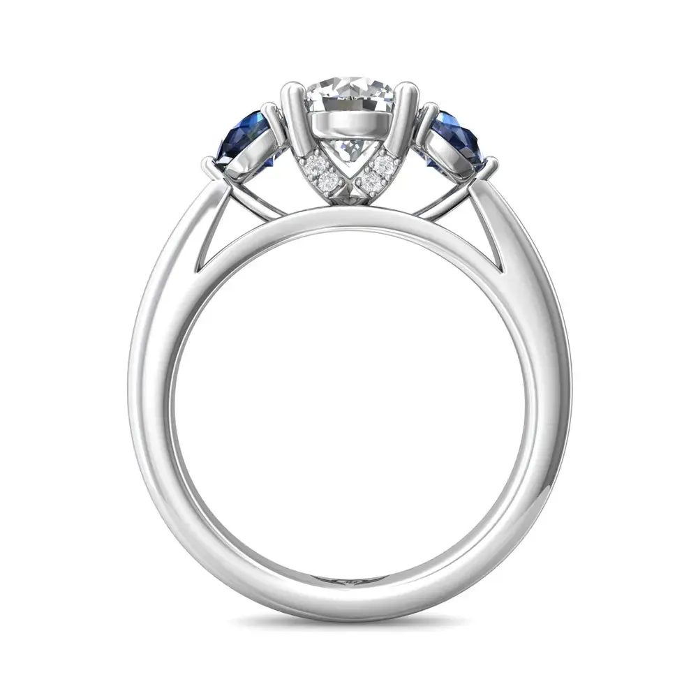 Martin Flyer Round Diamond and Sapphire Engagement Ring