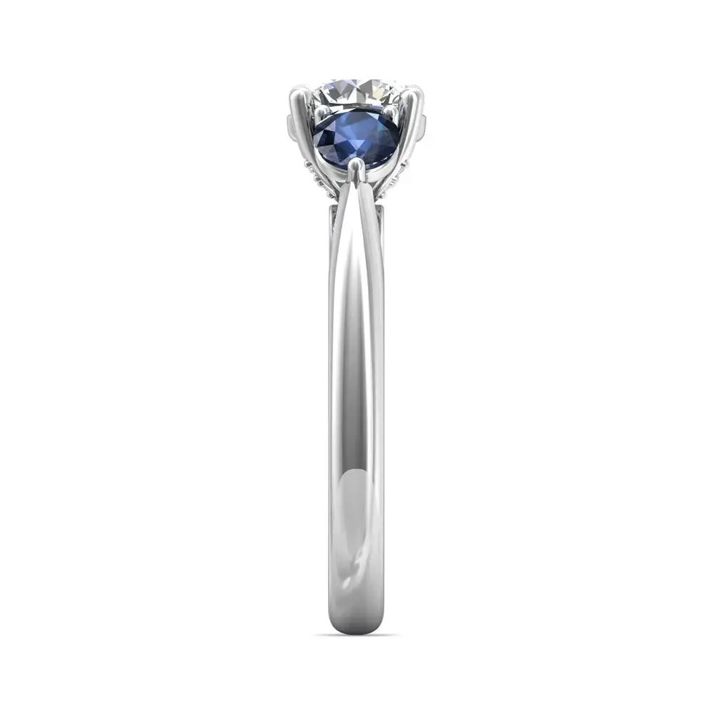 Martin Flyer Round Diamond and Sapphire Engagement Ring