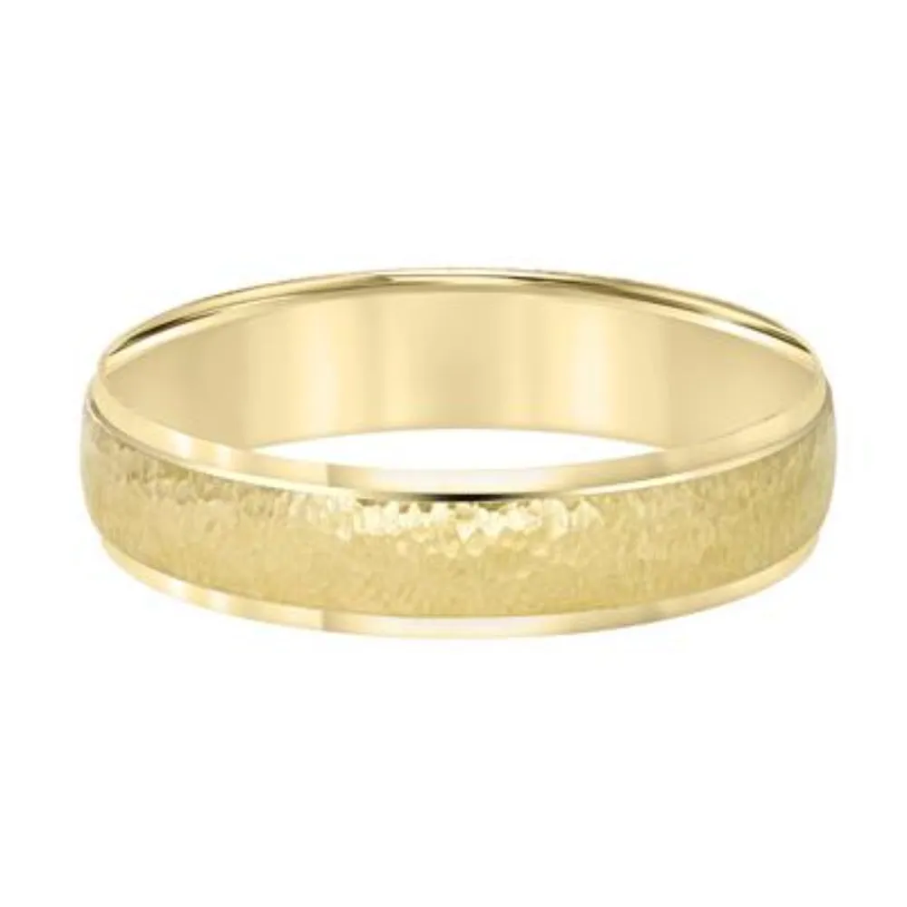 Men's 14k 5mm Low Dome Carved Wedding Band